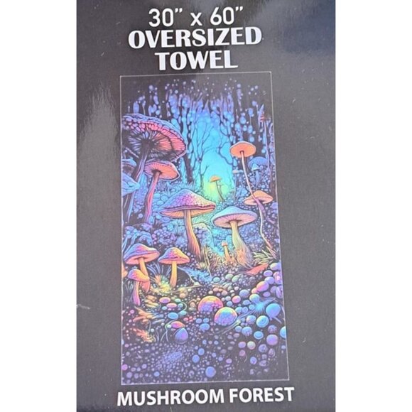 Mushroom Forest Towel Bath Beach Pool Gift Psychedelic Blue Mushrooms Magic New - Picture 4 of 4